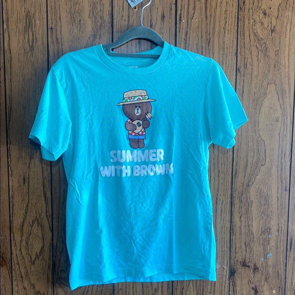 Uniqlo x Line of Friends Adult Unisex Blue Graphic Short Sleeve Tee